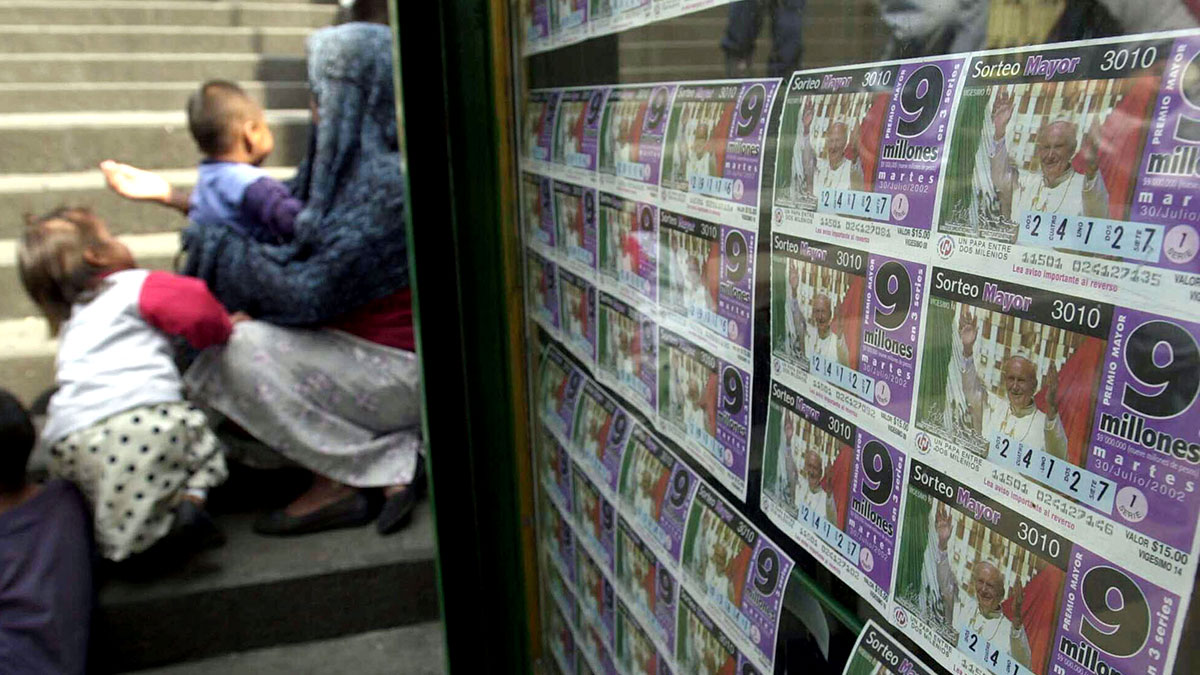 Tickets at a lottery stand in Mexico City