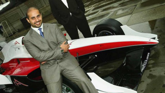 Sheikh Maktoum at the A1 Grand Prix in Trafalgar Square in 2004. Picture: Getty.