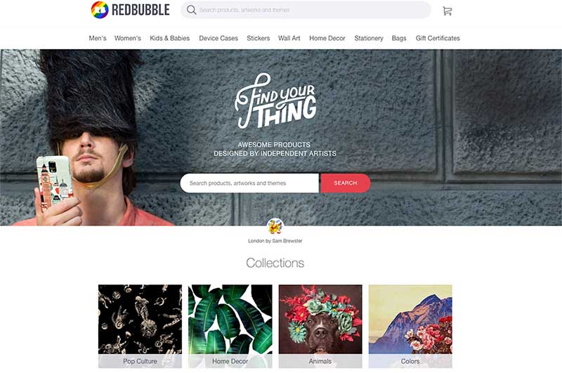ASX-listed e-tailer Redbubble's "Find Your Thing" feature helps customer navigation.