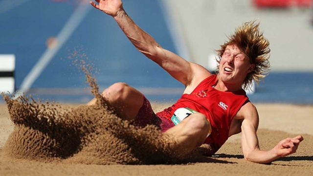 Benjamin Schmidtchen of Queensland competes in the Men's Under 20 Long Jump during day two of the Australian Junior Athletics Championships.