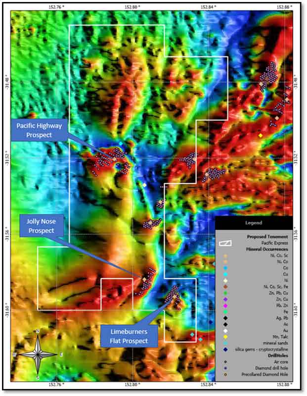 MinRex Resources, Pacific Express project, proposed drill targets