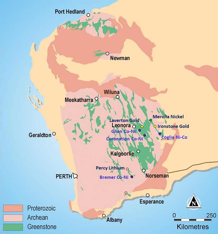 White Cliff Minerals projects in the Yilgarn Craton, Western Australia.