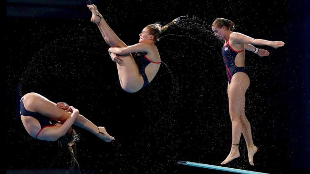 England's Katherine Torrance in the Women's Springboard Diving Final at the Gold Coast Commonwealth Games on April 14. Pic: Getty