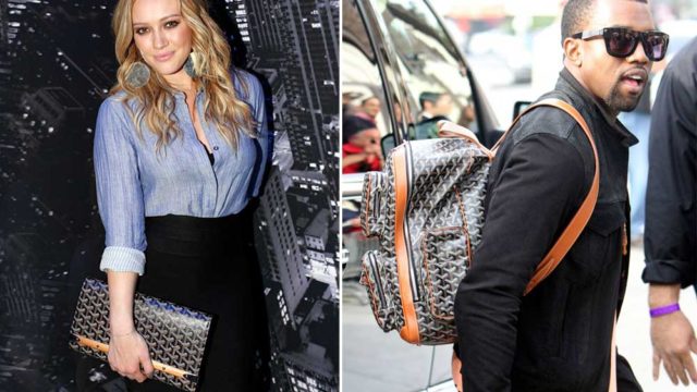 Actress Hilary Duff and singer Kanye with their Goyard bags. Pic: Getty
