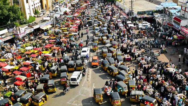 A traffic Jam in the Indian city of Hyderabad. Pic: Getty