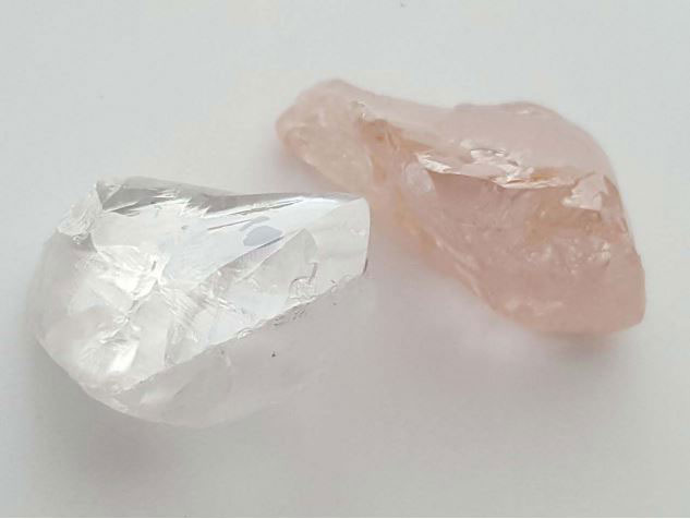 43-carat white diamond and 46-carat pink gem that were not included in the sale. Pic: Lucapa.