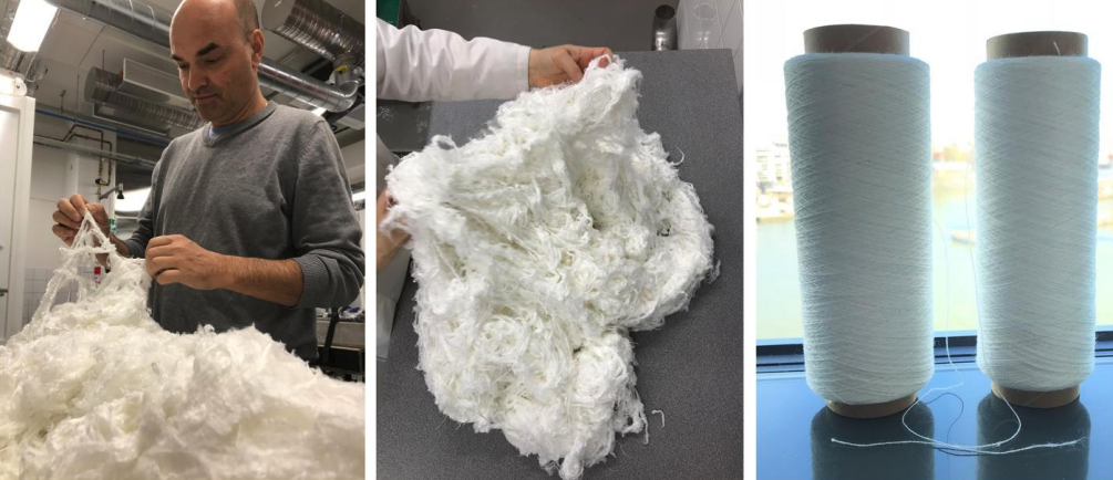 Nanollose Director Gary Cass with the Company’s world-first Plant-Free viscose-rayon fibre.