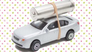 A toy car with a battery tied to it. Pic: Getty