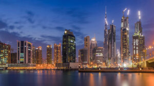 The dusk of Dubai Canal