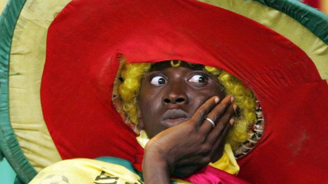 Guinea fan looks dejected during the quater final AFCON match between Ivory Coast and Guinea. Pic: Getty