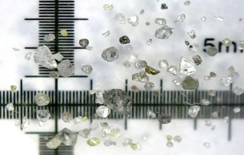 White and yellow diamonds recovered from Lucapa's Little Spring Creek discovery hole at Brooking. Pic: Lucapa