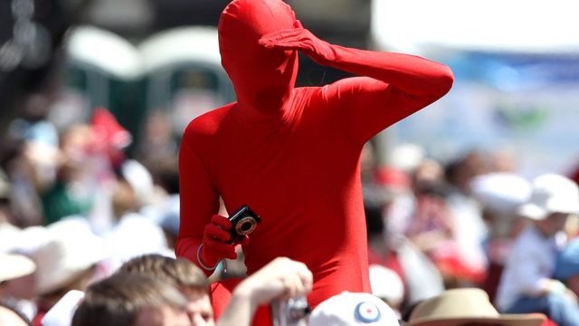 A man in a morph suits during Canada Day celebrations in Ottawa, Canada. Pic: Getty