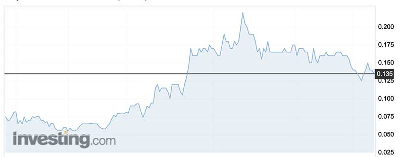 Skyfii Ltd (ASX:SKF) share price, past 12 months. 