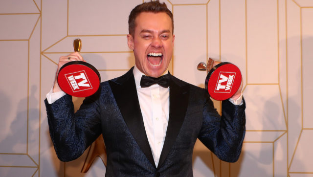 GOLD COAST, AUSTRALIA - JULY 01: Grant Denyer celebrates winning the Gold Logie at the 60th Annual Logie Awards at The Star Gold Coast on July 1,