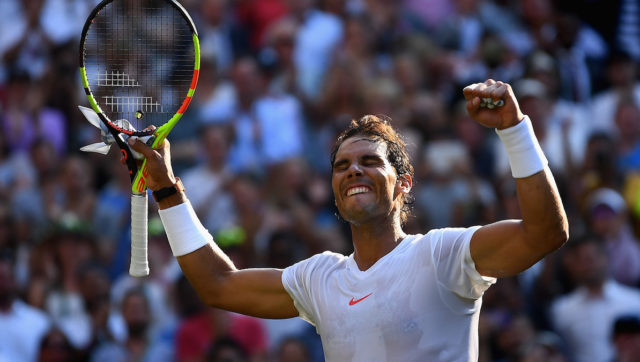 Rafael Nadal of Spain wins his Wimbledon fourth round match overnight in London. Pic: Getty