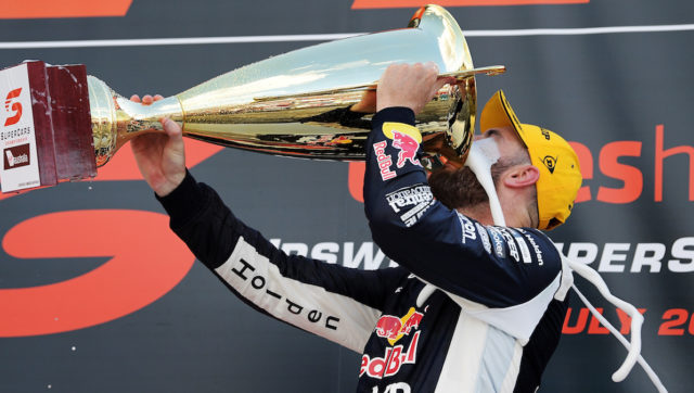 Shane Van Gisbergen of Red Bull Holden Racing after winning the Supercars Ipswich SuperSprint this week. Pic: Getty