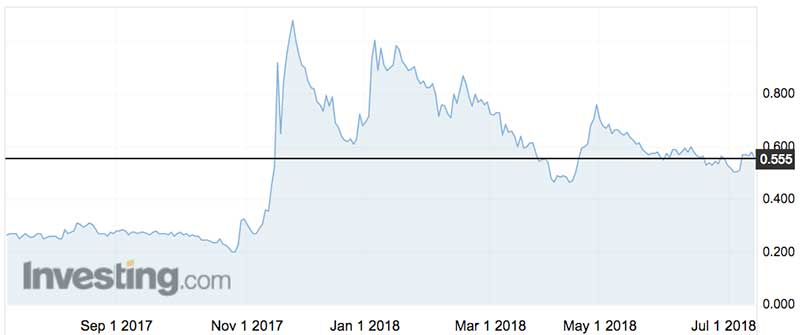 The Hydroponics Company shares (ASX:THC) over the past year.