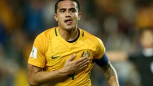 Aussie Socceroo legend Tim Cahill today announced his retirement from international football. Pic: Getty