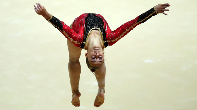 Axelle Klinckaert of Belgium on Day One of the European Championships in Glasgow. Pic: Getty