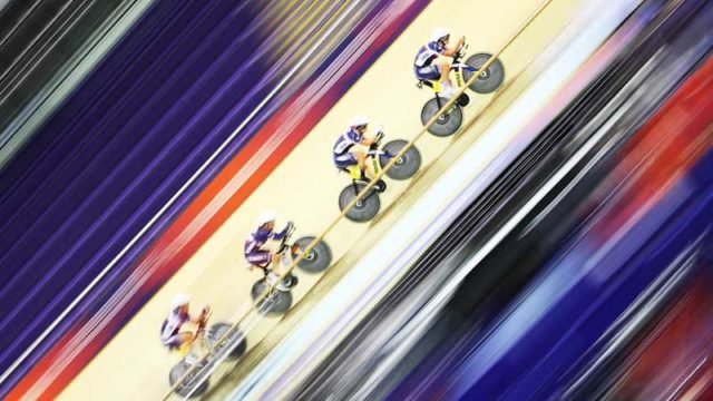 The French national cycling team in a practice session at the European Championships in Glasgow yesterday. Pic: Getty