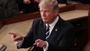 Trump delivers a speech. Pic: Alex Wong/Getty