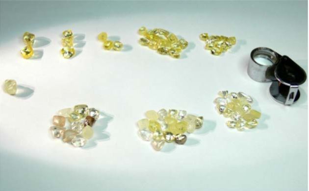 Diamonds found in the "Terrace 5" area of the Blina project. Pic: POZ Minerals.