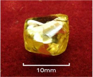 The 8.43 carat "fancy yellow" discovered at the Blina project. Pic: POZ Minerals.
