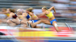 Athletes compete in the Women's Heptathlon at the European Athletics Championships in Berlin last night. Pic: Getty