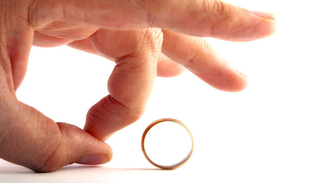 Jewellery recycling is down, giving a ring the flick. Unhappy divorce or breakup. Pic: Getty