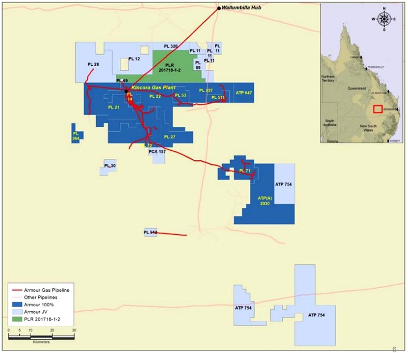 Armour Energy's Kincora gas project tenements in Queenslands Bowen-Surat basin