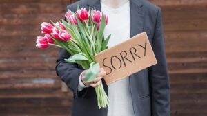 Saying sorry with flowers. Pic: Getty