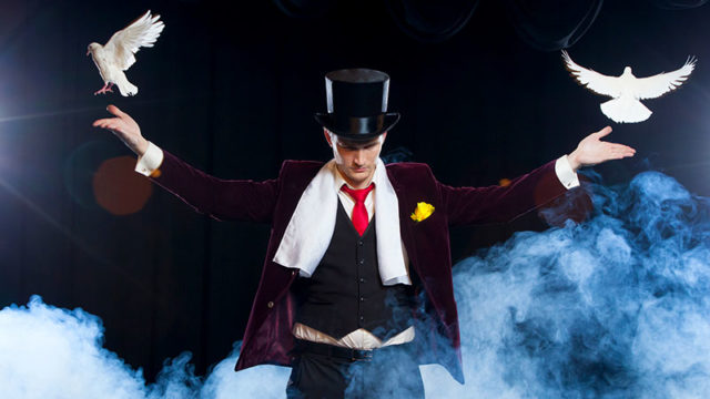 Voila! A magician reveals a magical transformation. Pic: Getty