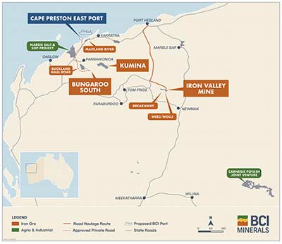 BCI's (ASX:BCI) iron ore projects in the Pilbara.