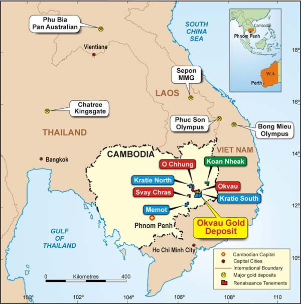 Emerald's Cambodian projects are 275 km north-east of Cambodian capital Phnom Penh