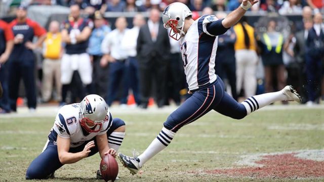 Stephen Gostkowski of the New England Patriots kicks a 53 yard field goal in 2013. Pic: Getty
