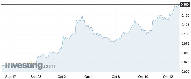 Biotron shares over the past month