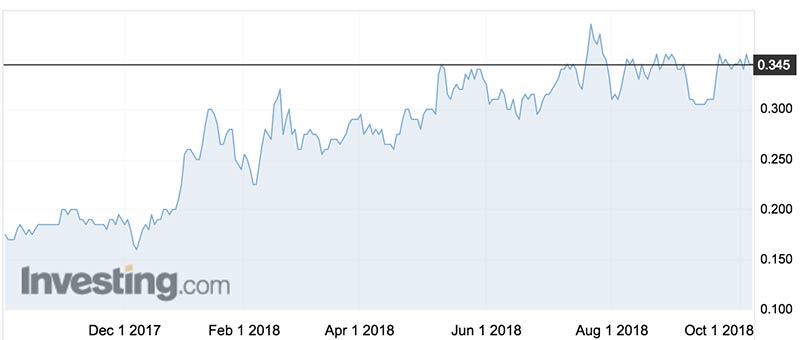 The Doray Minerals (ASX:DRM) share price over the past year.