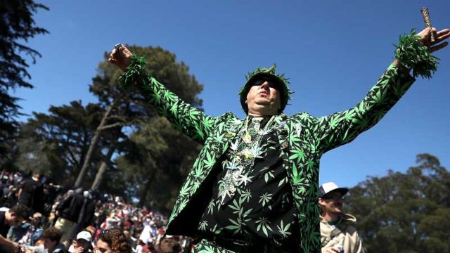A marijuana smoker at a 420 Day celebration in Golden Gate Park, San Francisco in April. Pic: Getty