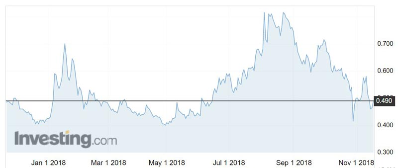 Liquefied Natural Gas Limited (ASX:LNG) shares over the past year.