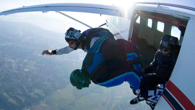 Parachuting out of an aeroplane. Pic: Getty