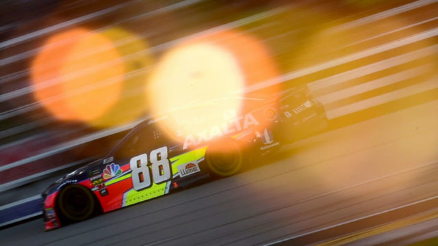Alex Bowman races during the NASCAR Cup in Fort Worth, Texas overnight. Pic: Getty