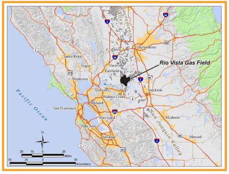 Rio Vista Gas Field location in California 