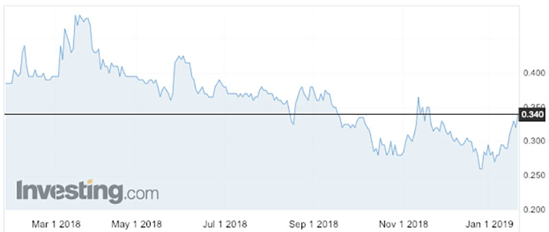 The Magnis share price over the past 12 months.