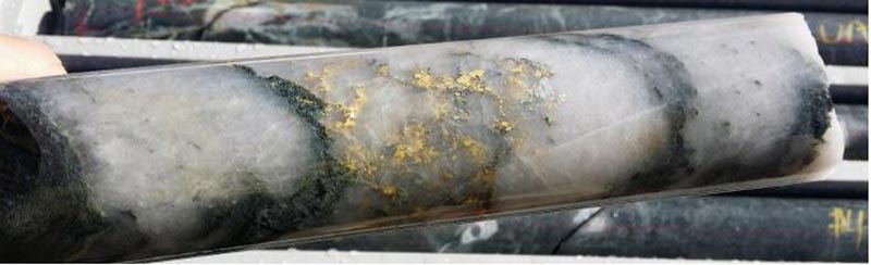 Close-up of gold in vein. Pic: Mincor Resources 