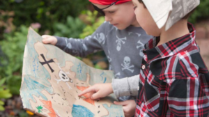 Children with Prirate map