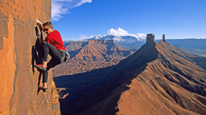 Man Climbs Rock