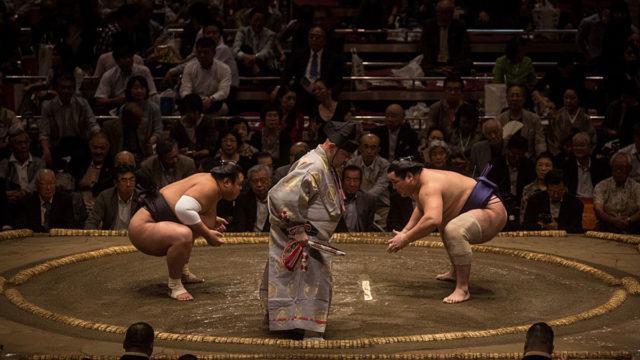 Sumo wrestlers japan competition