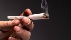 a lit marijuana joint