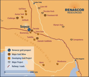 Renascor Resources' Gawler Craton project is amid a number of gold mines: Image: company supplied
