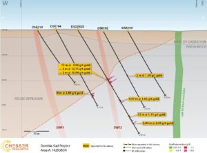 chesser resources diamba sud gold drilling cross section